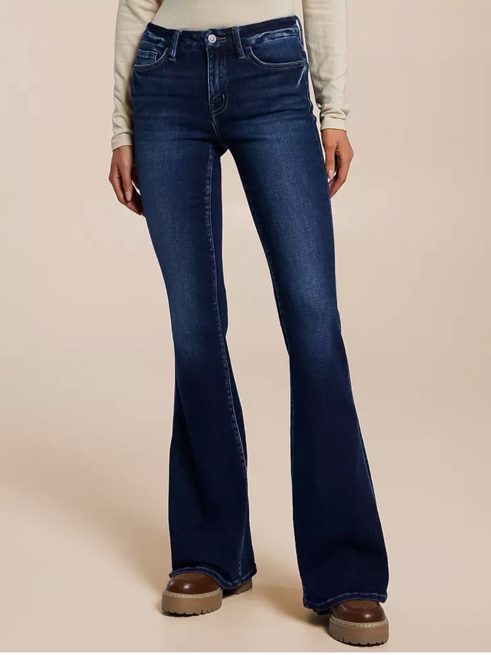 Flying Monkey Dark Blue High-Rise Flare Jeans